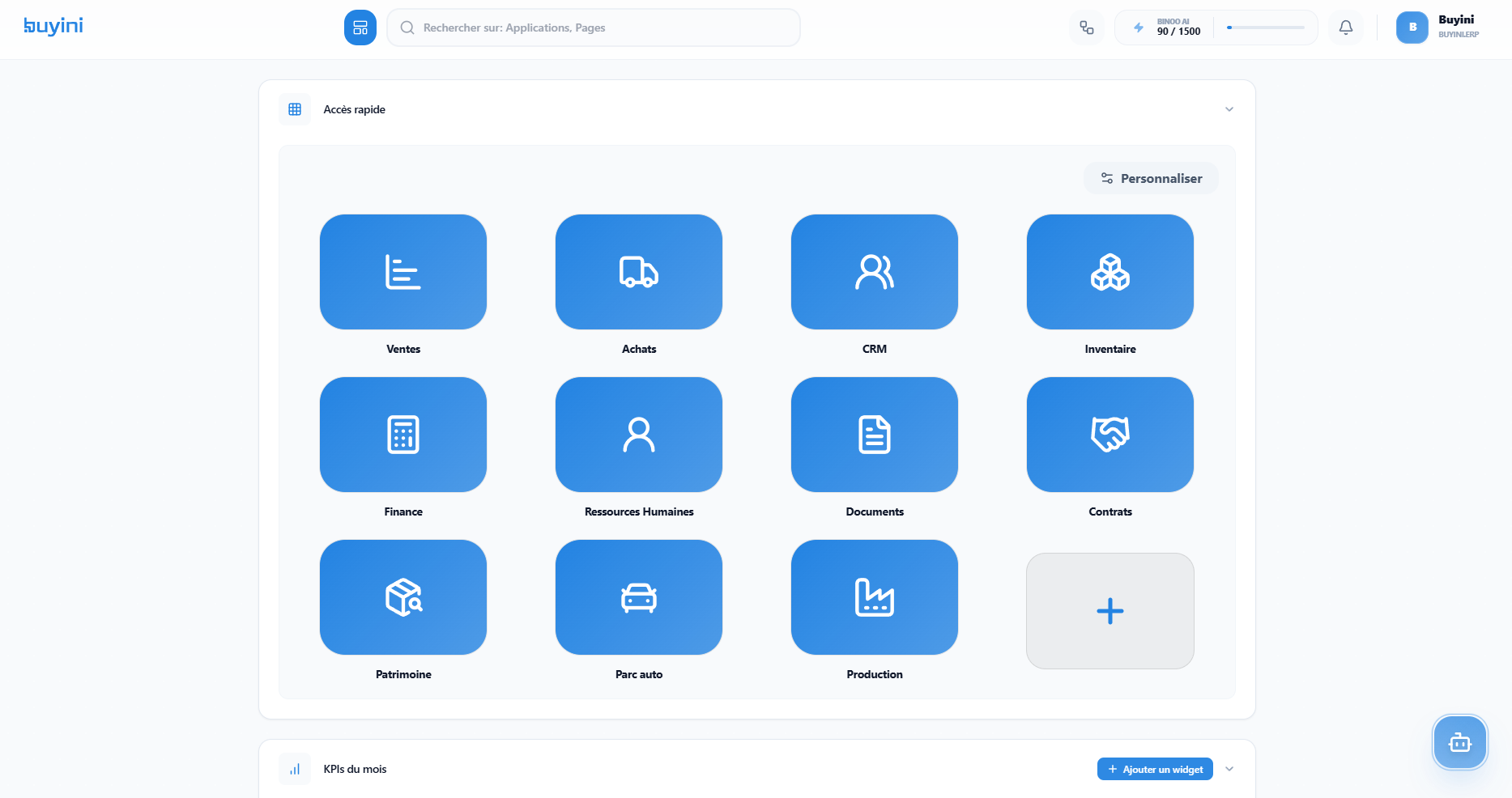 Buyini ERP Modern Interface Layout Dashboard